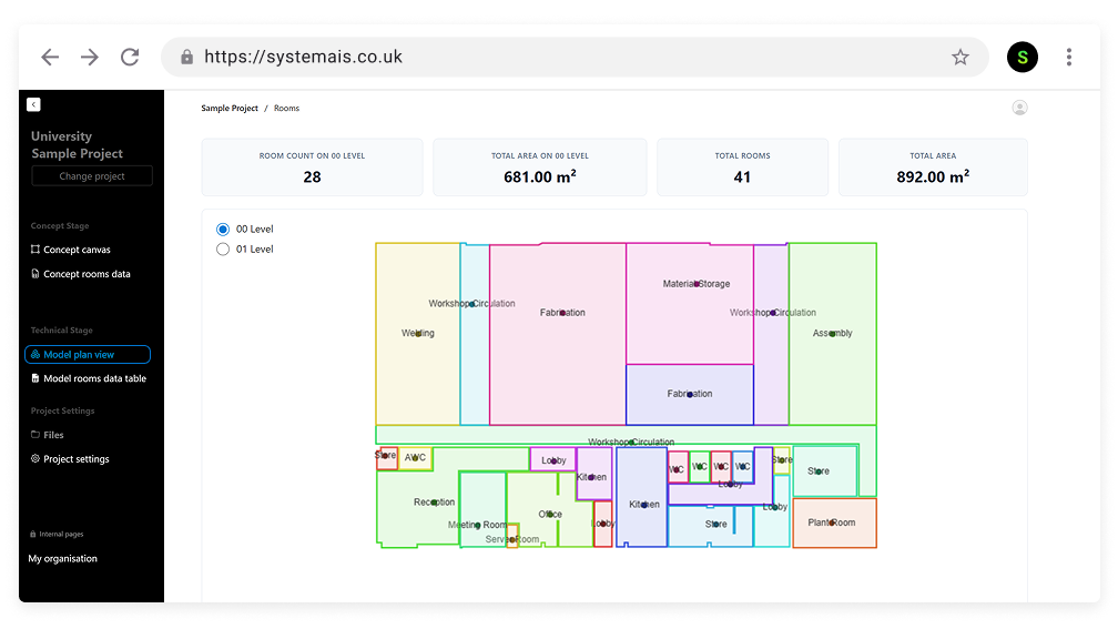 Click to expand Rooms App - Technical 2D Plan View